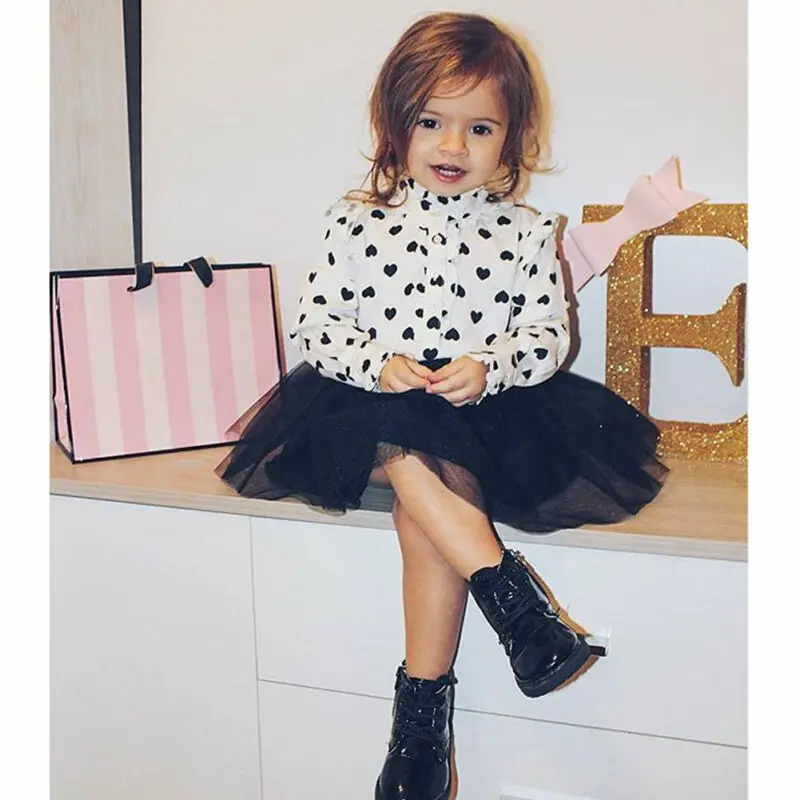 2020 Детские девочки Дети Осень Одежда с принтом в виде надписи Love черного белого