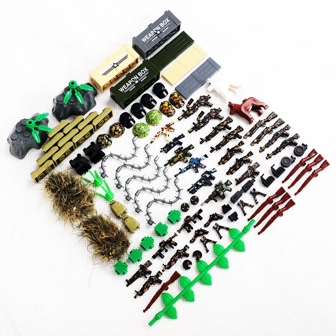 

98Pcs Shooting Game Army Weapon Pack DIY Small Particle Building Block Accessories Kit