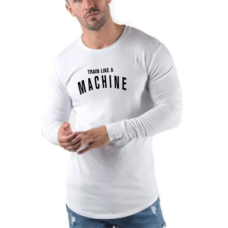 

Men Breathable Sports Long Sleeve T-shirt Sleeve Fitness Gyms Fashion Brand O-Neck Slim Fit Tshirt Casual Solid Workout Tee Top