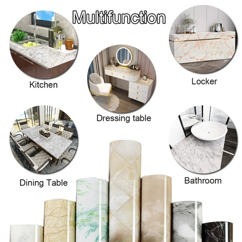 5m kitchen marble wsterproof pvc wallpaper sticker marble countertop stickers bathroom self adhesive waterproof vinyl stickers free global shipping