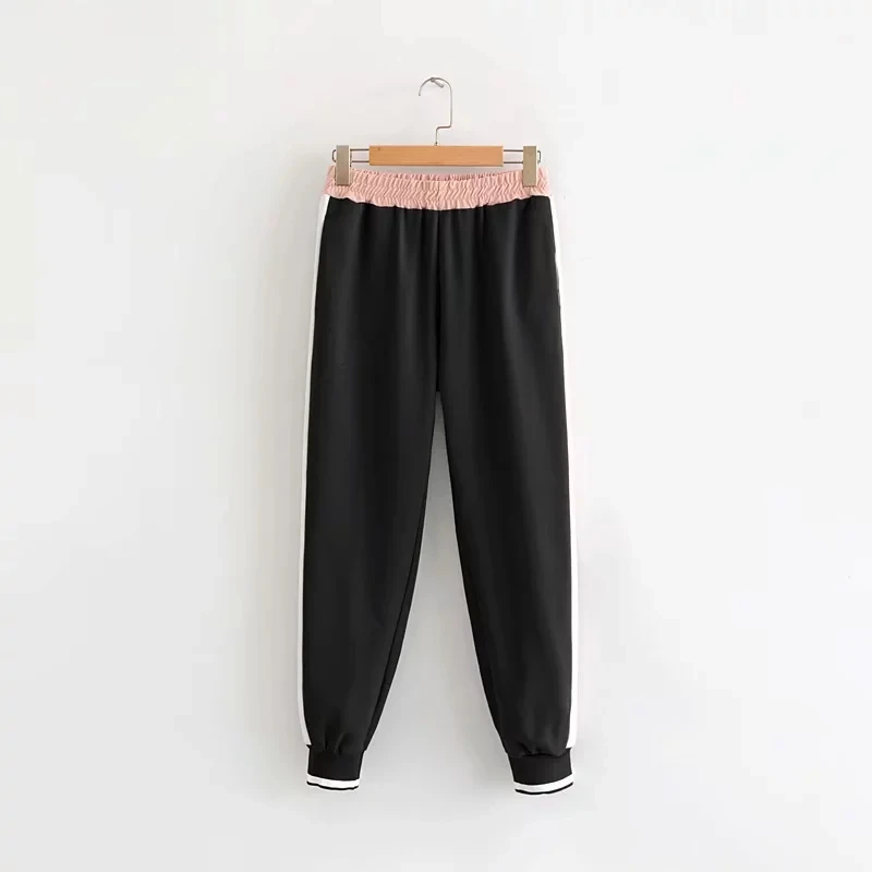 Увядшие BTS Англия цвет столкновения лоскутное толстовки для женщин Толстовка Пуловеры и боковые полосы шаровары комплект из 2 предметов блейзер
