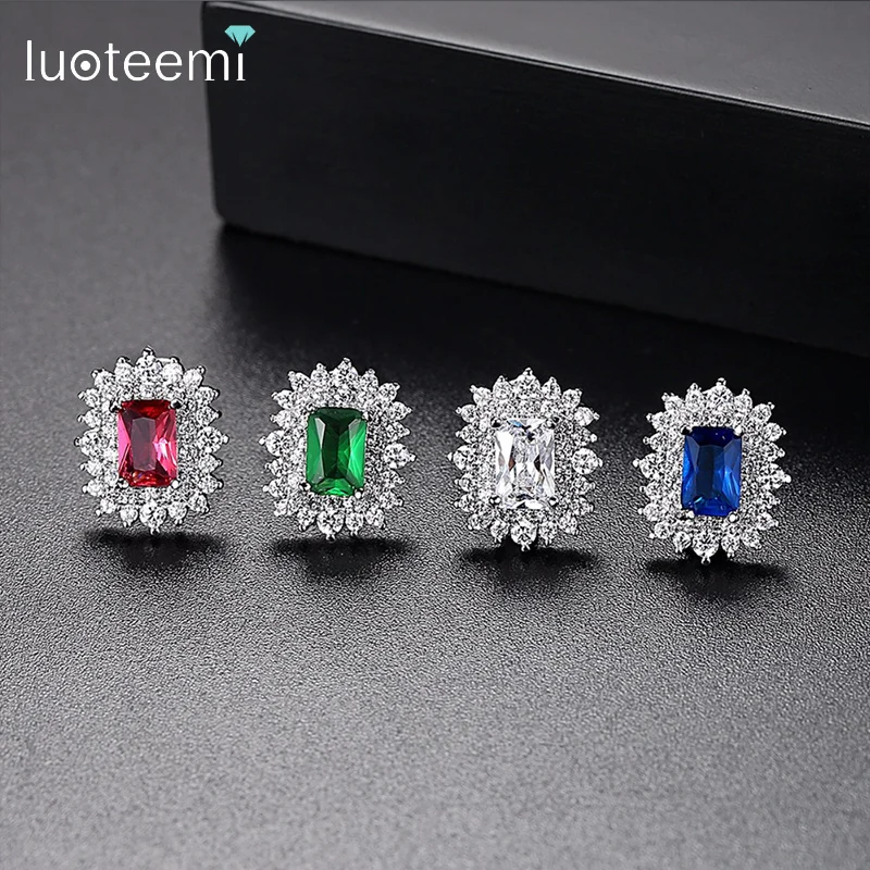 Серьги LUOTEEMI для женщин модные серьги белого и золотого цвета свадебной вечеринки