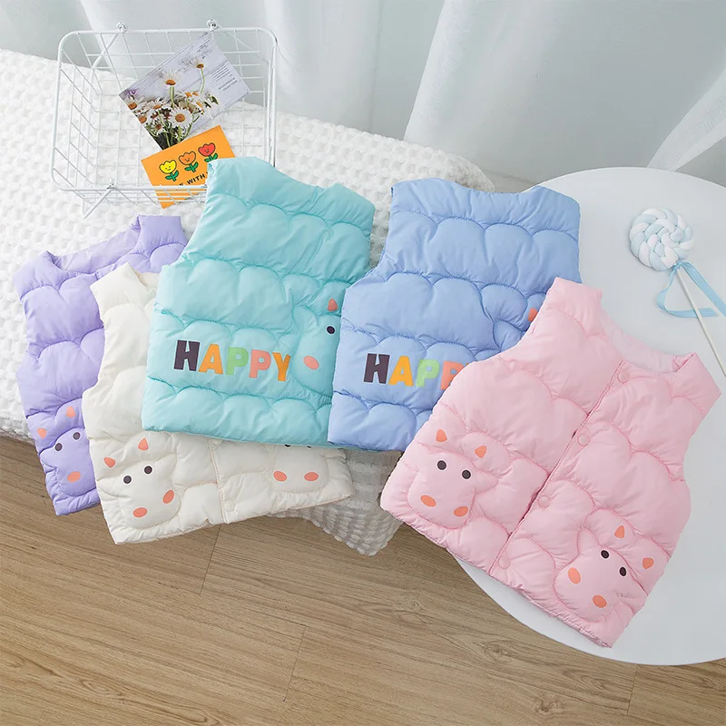 

Зимняя одежда для маленьких мальчиков, повседневный мультяшный жилет без рукавов, зимний жилет для девочек, плотный жилет, верхняя одежда, Д...