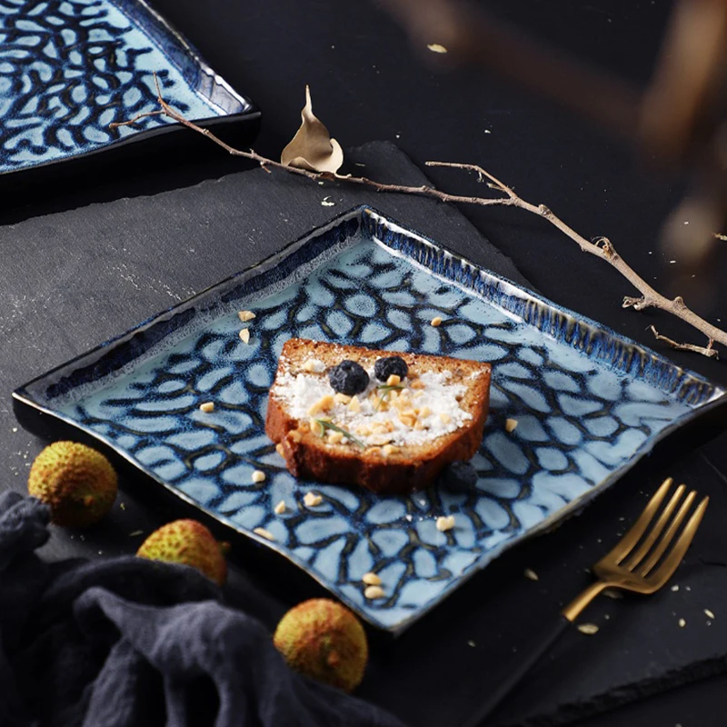 Скандинавская художественная керамическая тарелка для западного стейка форма