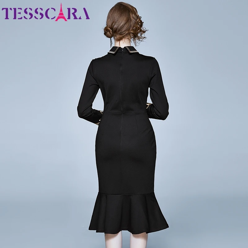 TESSCARA женское элегантное платье с вышивкой рубашка Женские Дизайнерские офисные