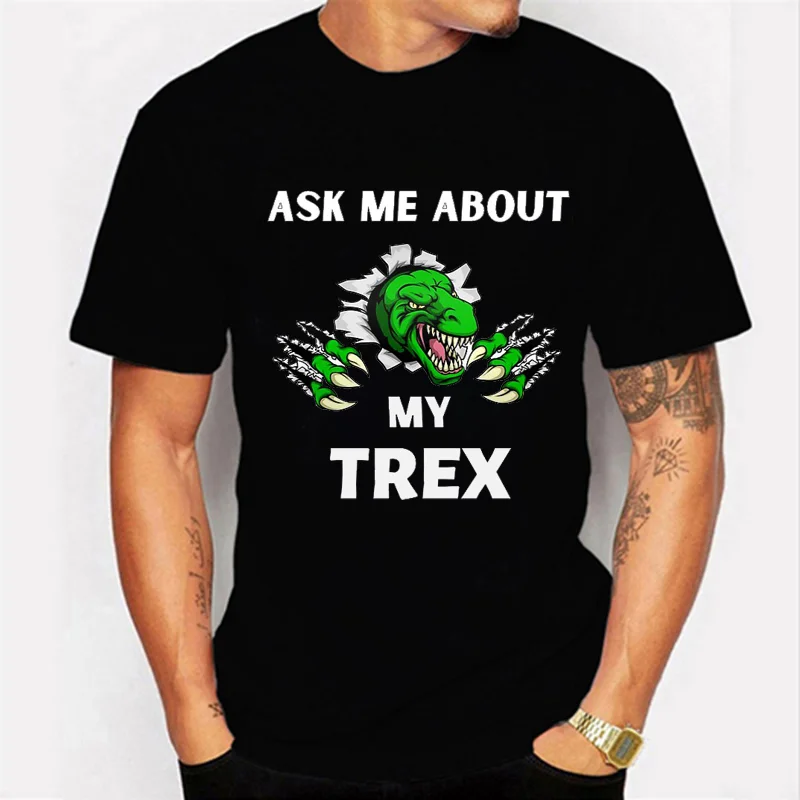 

Ask Me about My Dinosaur Shirt for Women Men Kawaii Funny Black Tees Summer Short Sleeve Harajuku Tshirt Camisetas Hombre Verano