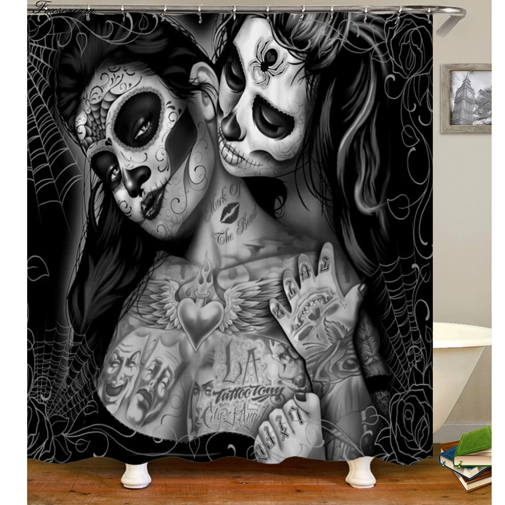 Водонепроницаемый занавеска для душа s и коврик ванной набор Хэллоуин страшные