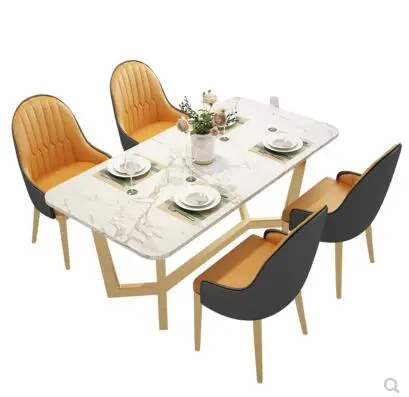 

Nordic marble dining table household light luxury dining table chair combination modern simple rectangular dining table