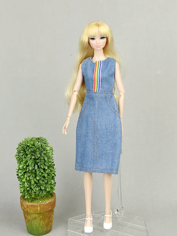 Одежда для куклы джинсовая юбка платье модная повседневная одежда ручной работы