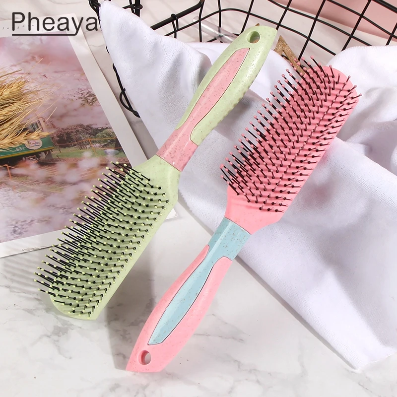 

Pheaya Curling Comb Detangling Brush Massage Anti-knot Anti-static Hair Brush for Salon Styling Bathroom Accessories Tools
