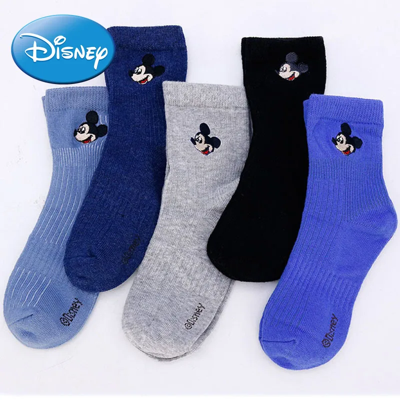 

Носки для девочек Disney, 5 шт./лот, мягкие, милые, хлопковые, с изображением Микки Мауса, дышащие, эластичные, для маленьких девочек