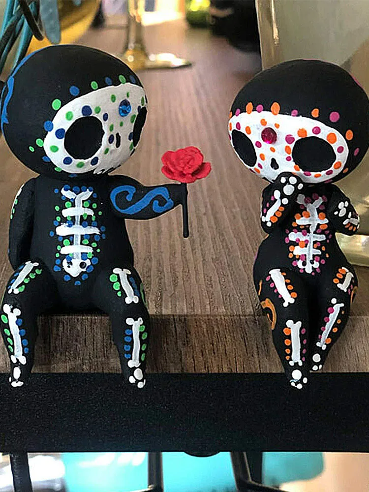 Скелеты пара статуя личность полимерные персонажи мультфильмов набор поделок