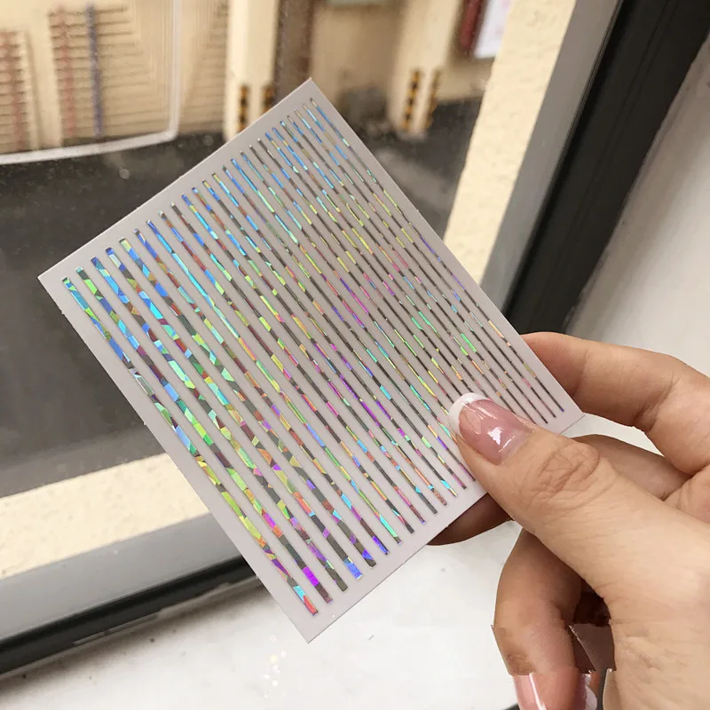 Laser Silver 1 лист наклеек для ногтей под розовое золото, наклейки для 3D ногтей, изогнутые наклейки, клейкие полоски для нейл-арта, шаблонные клейкие полоски - Цвет: Laser Silver