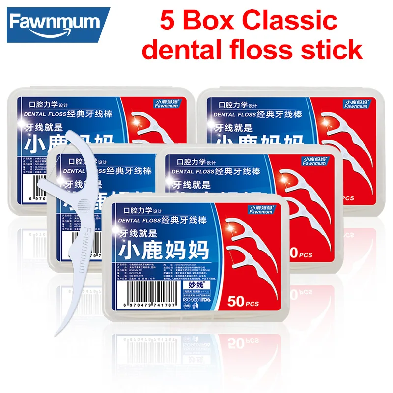 Fawnmum Floss Stick 250Pcs Dental Cleaning Floss Stick Plastic Toothpicks With Thread Interdental Brushes Toothpick Oral Hygiene