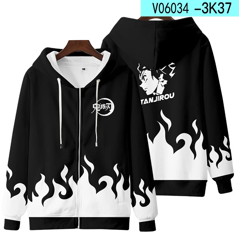 

Demon Slayer: Kimetsu No Yaiba Cosplay Costume Kamado Tanjirou Akaza Tomioka Giyuu Nezuko 3D Hoodies Zipper Hooded Sweatshirts
