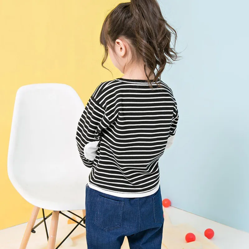 Детские футболки топы в полоску с длинными рукавами для мальчиков и девочек