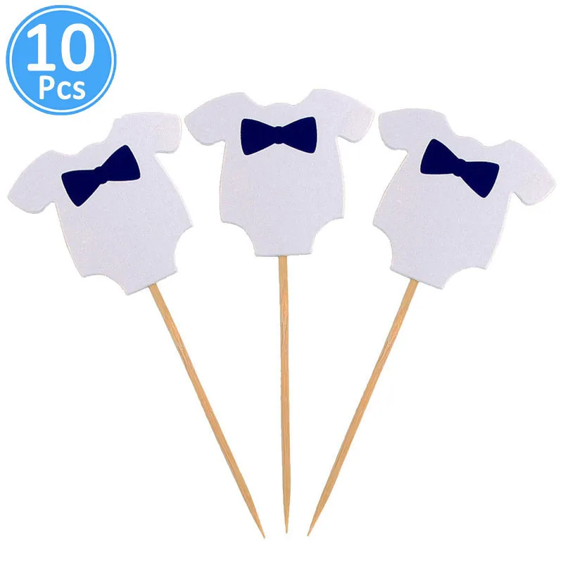 10pcs white clothes Милая бумага со слоном торт кекс топперы для детского душа украшения его девочка мальчик Babyshower вечерние принадлежности пол раскрыть - Цвет: 10pcs white clothes