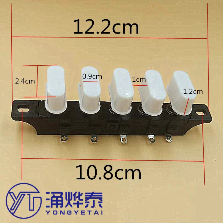 

YYT 1 шт., 5-клавишный переключатель вентилятора промышленного класса с 4-скоростным управлением, припойный кнопочный переключатель для фортепиано для обслуживания вентилятора на полу/столе