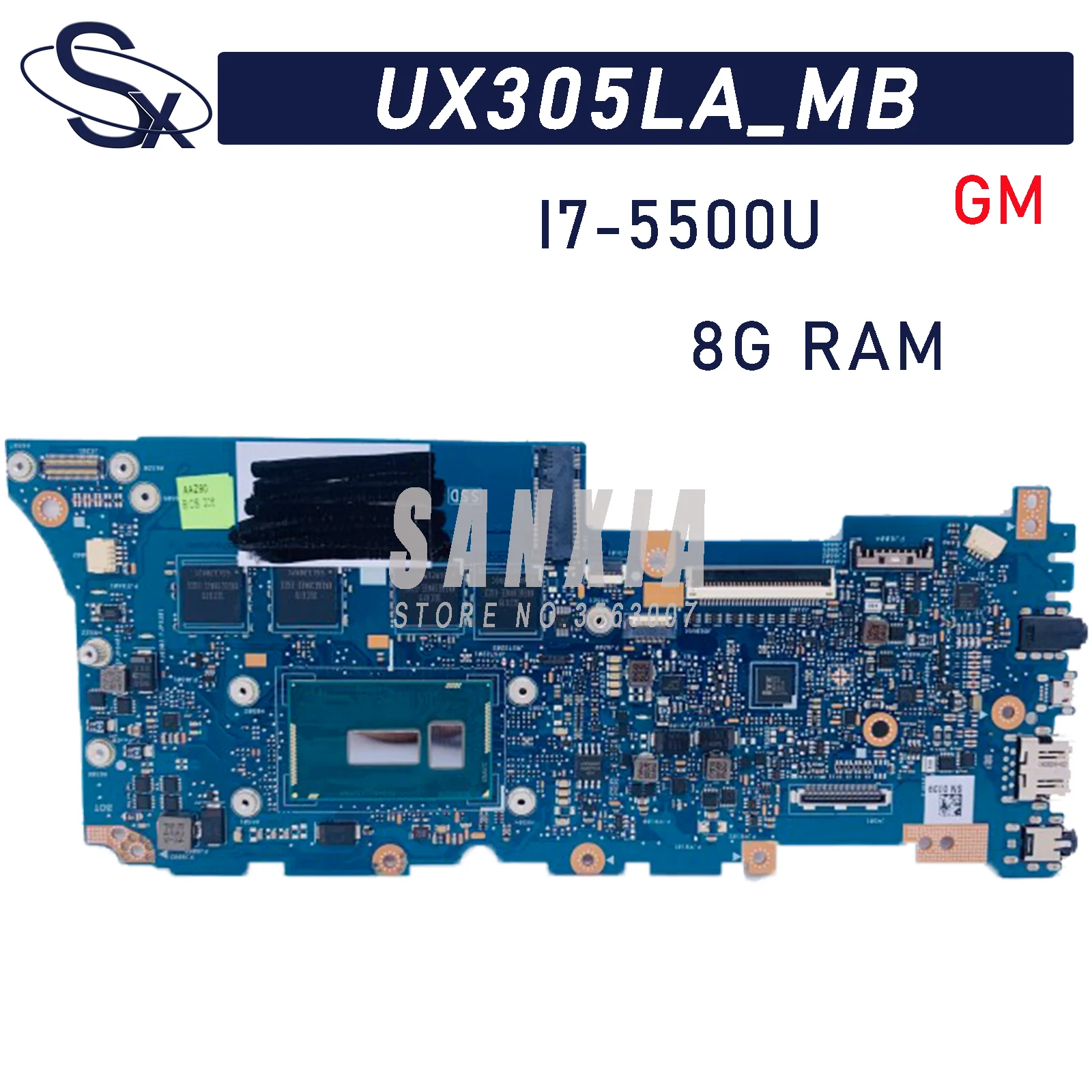 

Материнская плата KEFU UX305LA_MB подходит для ноутбуков ASUS UX305 UX305L U305L, системная плата 8G-RAM I7-5500U (GM) 100%, тест ОК