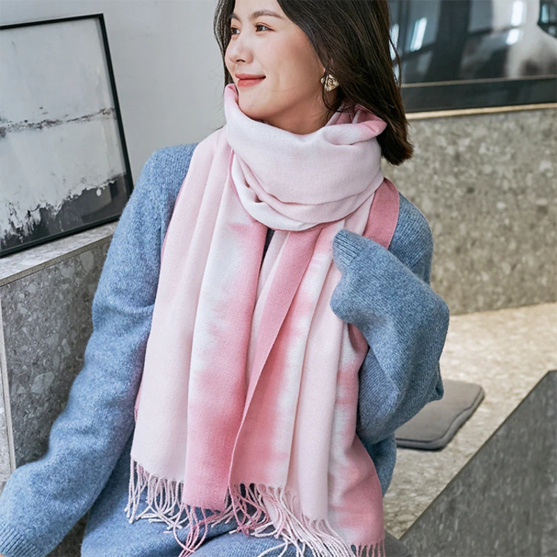 

Женский шарф с принтом Tie-dye, Осень-зима 2022, новая Корейская теплая мягкая шаль, шарф, женский шарф из искусственного кашемира, оптовая продаж...