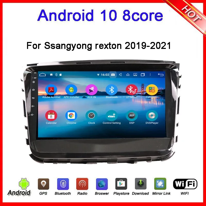 

9-дюймовый автомобильный dvd-плеер one din android 10 Для ssangyong Rexton 2019 2020, автомобильное радио, gps-навигация, Автомобильный мультимедийный плеер с Wi-Fi dsp