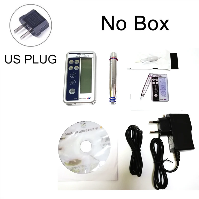 US Plug no box Korean Professional Embroidery Eyebrow Charmant Tattoo Machine Pen for MTS Semi-permanent Makeup Microblading Liner Shader - Цвет: US Plug no box
