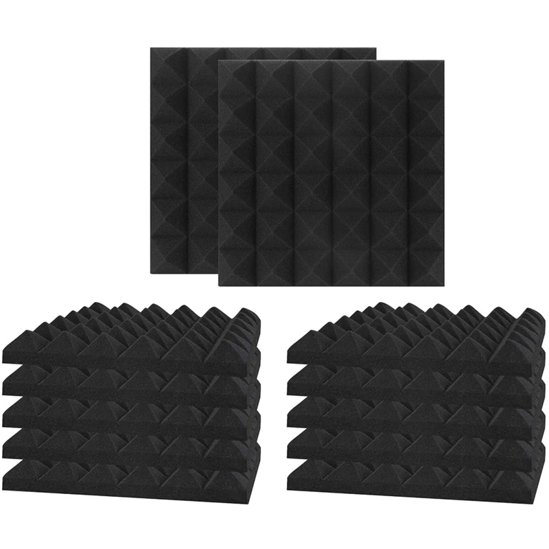 

12 Pieces of Acoustic Foam Panels, Studio Wedge Tiles,Fireproof Sound-Absorbing Pyramid Studio Wall Panels 30 x 30 x 5cm