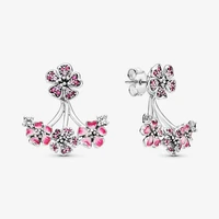 authentic s925 sterling silver fashion pink peach blossom earrings womens fashion silver earrings jewelry gifts