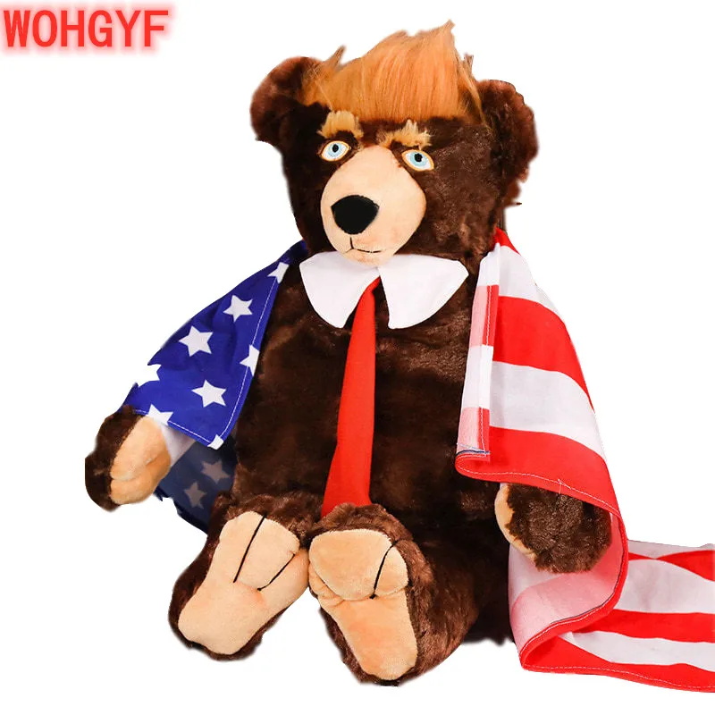 60 см медведь Дональд Трамп, плюшевые игрушки, новые крутые медведи с американским флагом, медведи, игрушки, подарок для детей, мальчиков
