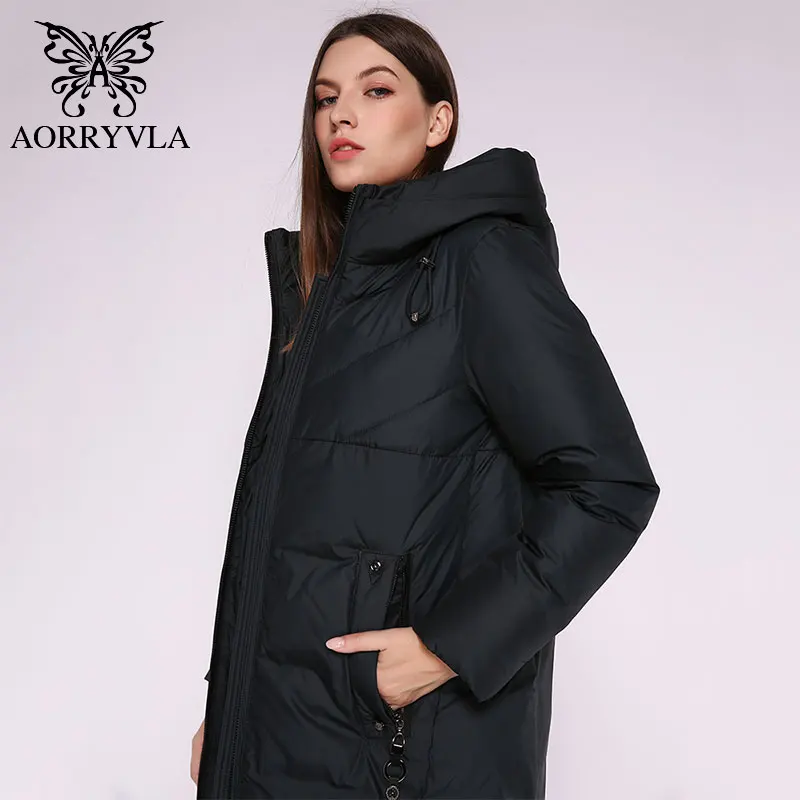 AORRYVLA 2019 Новинка зимняя модная женская куртка из био пуха объемная с капюшоном