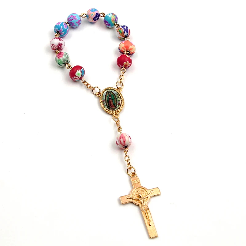 Браслет с католическими четками красочные бусины браслеты для крестин детский