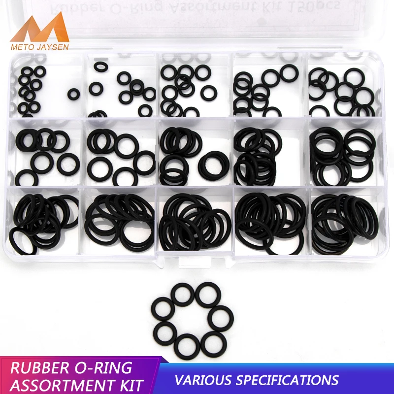 

Nitrile Rubber Sealing Ring PCP DIY NBR Repair O-rings Washer Kit OD 6mm-20mm CS1.5mm 1.9mm 2.4mm 15 Sizes 150pcs/set DQ051