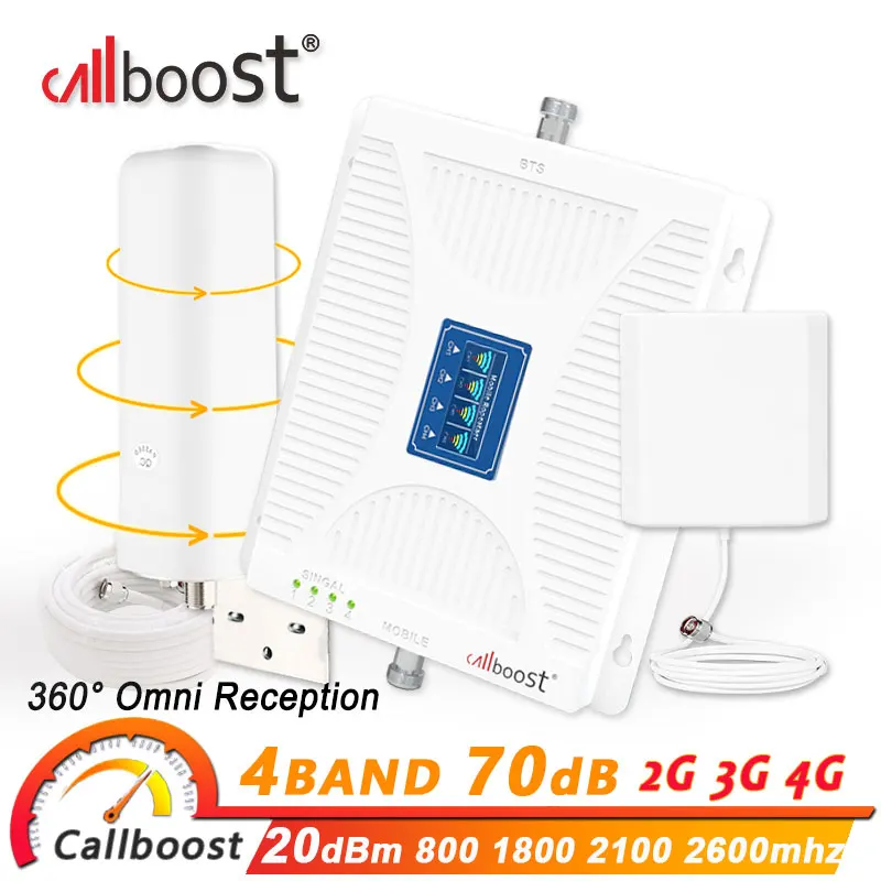 Четырехдиапазонный сотовый усилитель Callboost gsm 2g 3g 4g сигнальный 800 1800 2100 2600