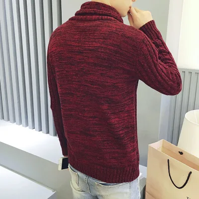 Мужской трикотажный кардиган повседневный Однотонный свитер с V образным