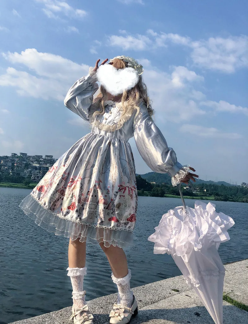 

Original Design Lolita Reflective OP Dress Cosplay Costumes Autumn Fairy Tales Cartoon Anime Princess Kawaii Tea Party Dresses