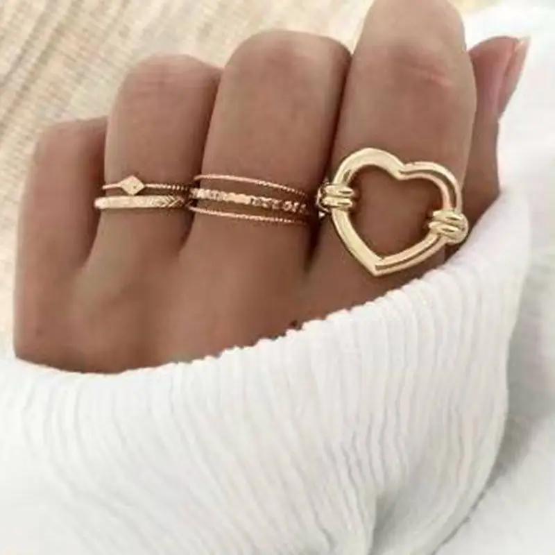 

Wholesale Stainless Steel Rings for Couple 18k Gold PVD Finish Hollow Love Heart Ring Minimalist Stackable Women Finger Jewelry