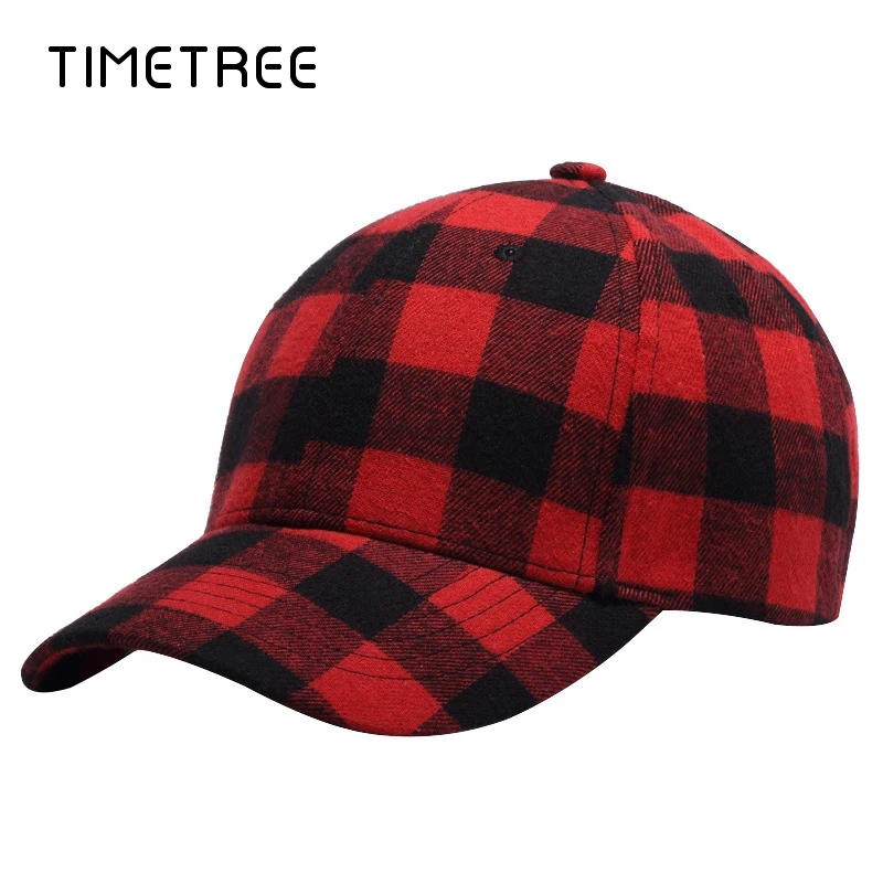 

Fashion Red Plaid Men's Baseball Cap Snapback Bones Cap male Gorras Hombre Cotton Dad Hat Casquette Casual Women's baseball Cap