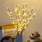 Имитация ветвей дерева, теплый цвет, фонарики, лампа из искусственной ивы, комнатное украшение на день рождения и Рождество для дома