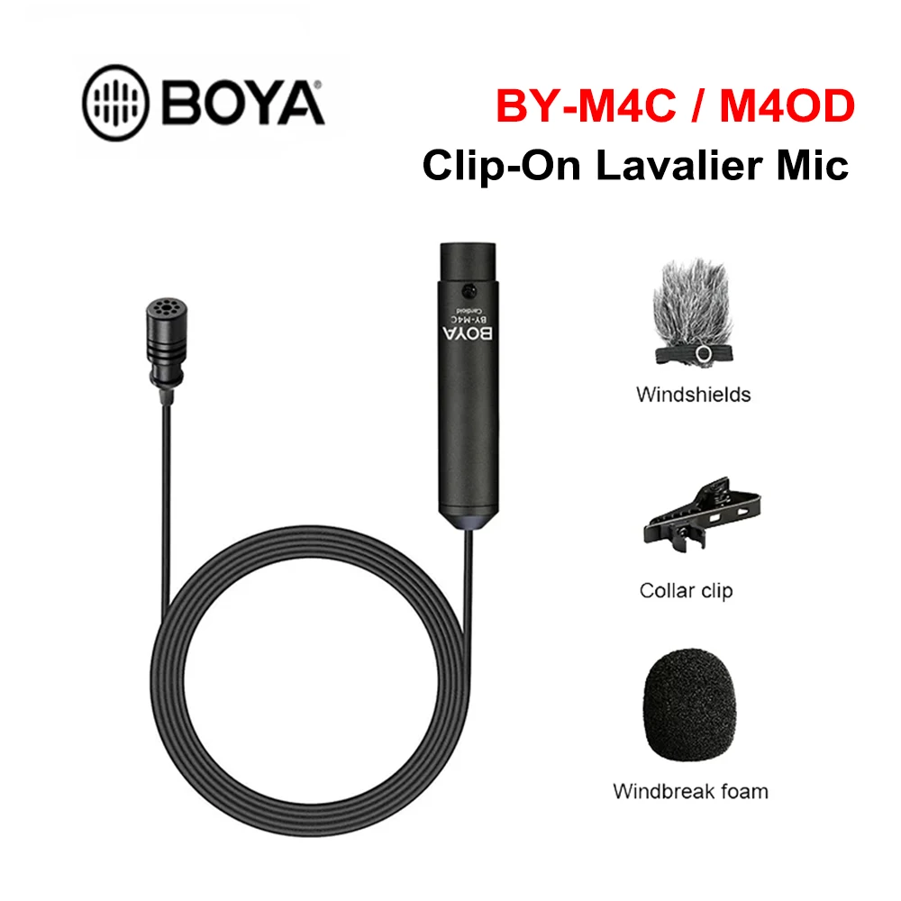 BOYA BY-M4C M4OD Clip-On Lavalier микрофон Cardioid XLR Mic для Sony Canon Panasonic видеокамеры - купить по