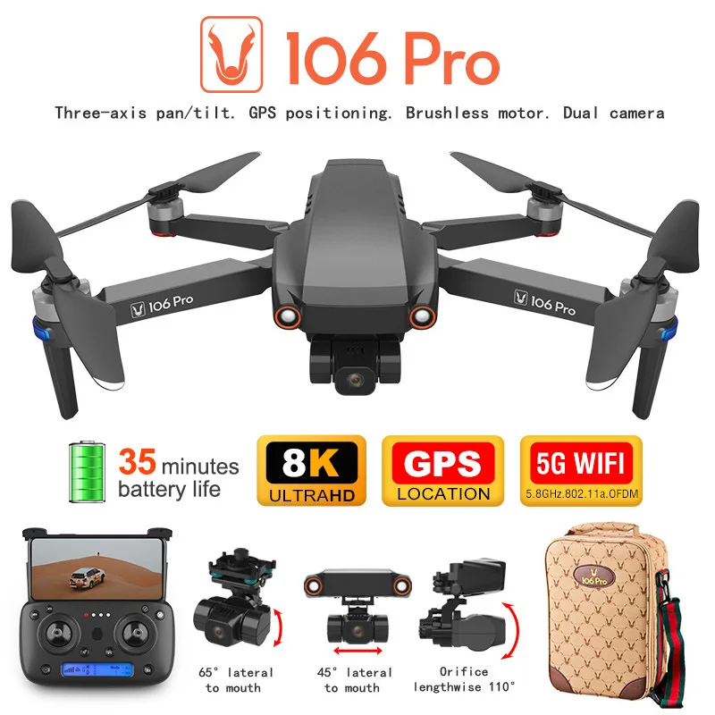 Дрон Eachine &amp XLURC L106 Pro бесщеточный Радиоуправляемый с 5G Wi-Fi FPV GPS HD камерой 6 к |