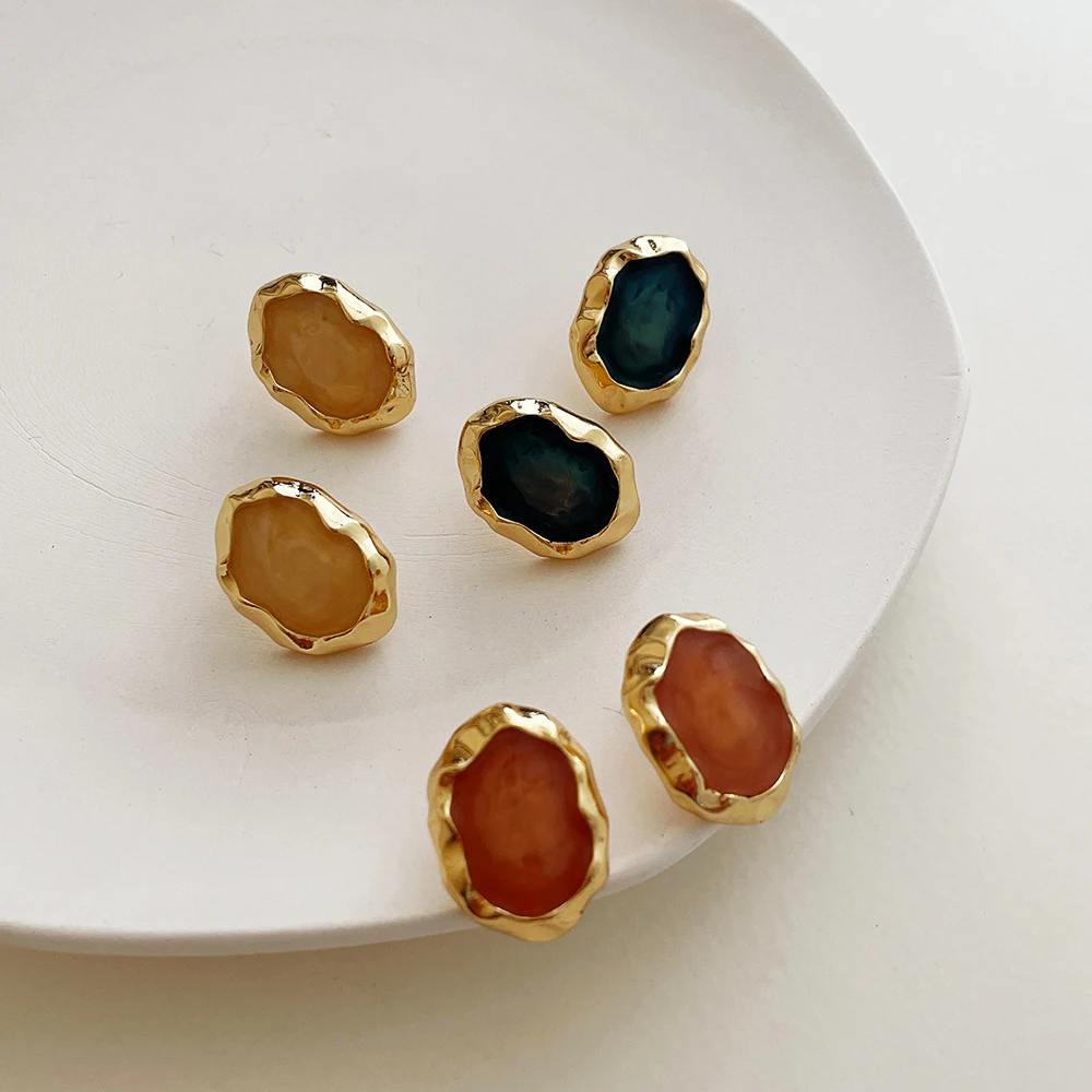 

The New 2021 Colorful Contracted Retro Geometric Earring Irregular Metal Earrings Women Jewelry Gifts