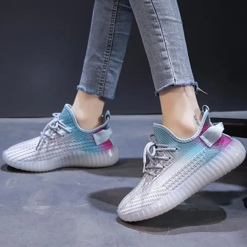 

New Women's Sneakers Light Breathable Mesh Running Shoes Fashion Trendy Gradient Sports Shoes Platform Wearable Fitness Shoes
