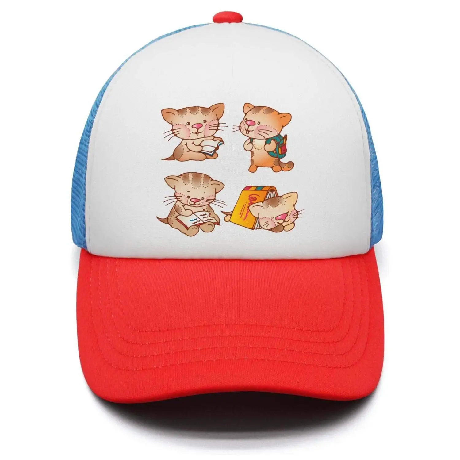 Четыре Забавный милый кот Чтение Книга изображение детская шляпа Регулируемый
