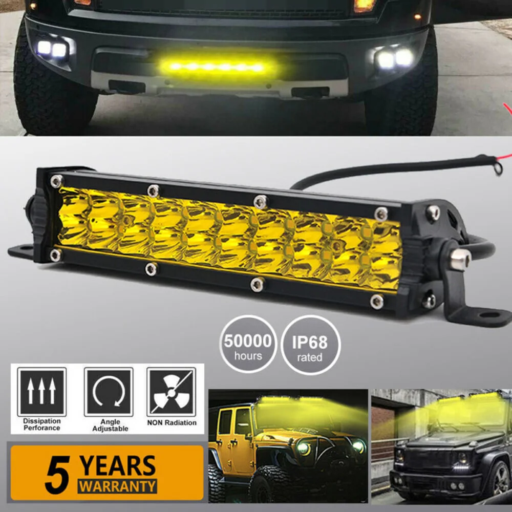 

LED Light Bar Work Light DC 9-32V New LED Fog Light Off-Road Yellow High Quality 7 Inch IP68 60W LED Work Light For Truck Jeep