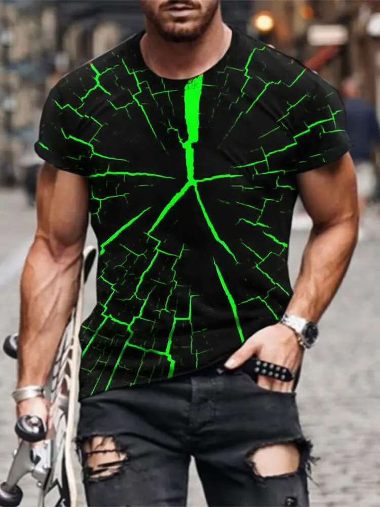 Casual men's summer T-shirt, irregular 3D printed breathable T-shirt, oversized sports T-shirt, short sleeve T-shirt,xxs-6xl