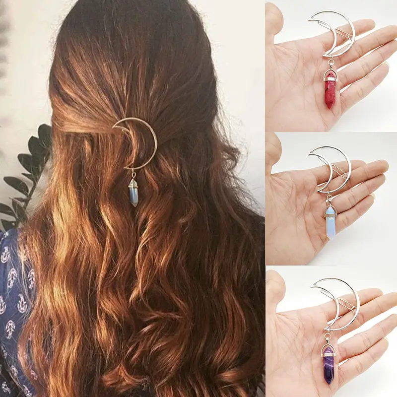 Женская шпилька для волос в виде Луны серебристого цвета|Украшения волос| |