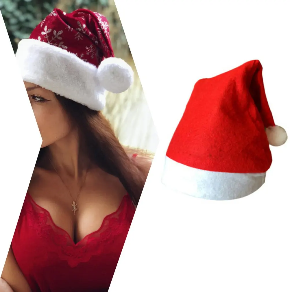 

Red Soft Plush Christmas Hat For Baby Adult Christmas Hat Cap New Year Navidad Decoration For Home Party