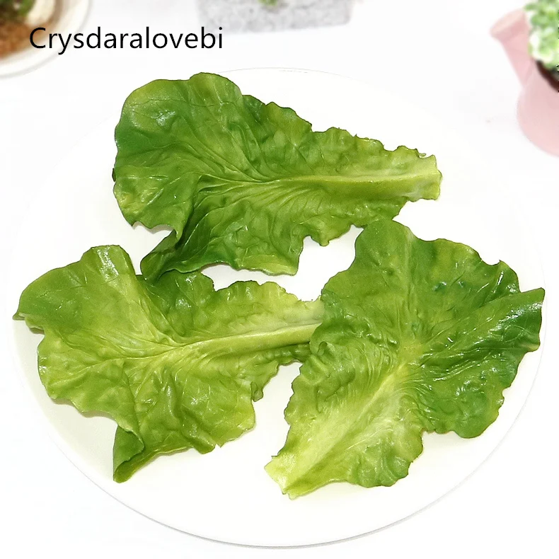 

10pcs/lot Simulation Green Lettuce Leaves PVC Material Fake Vegetable Model Kids Pretend Play Kitchen Toys Artificial Foods