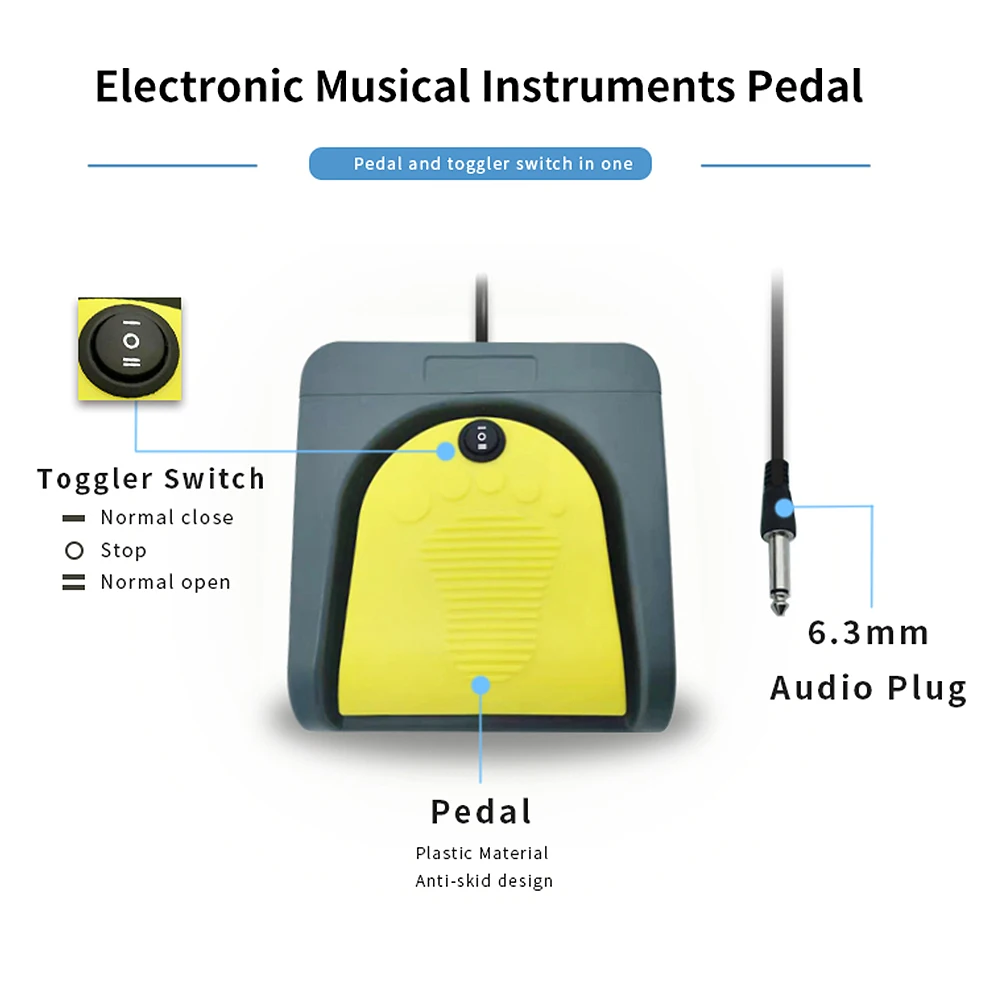 Электронный музыкальный инструмент ножной Педальный переключатель с кабелем 6 35
