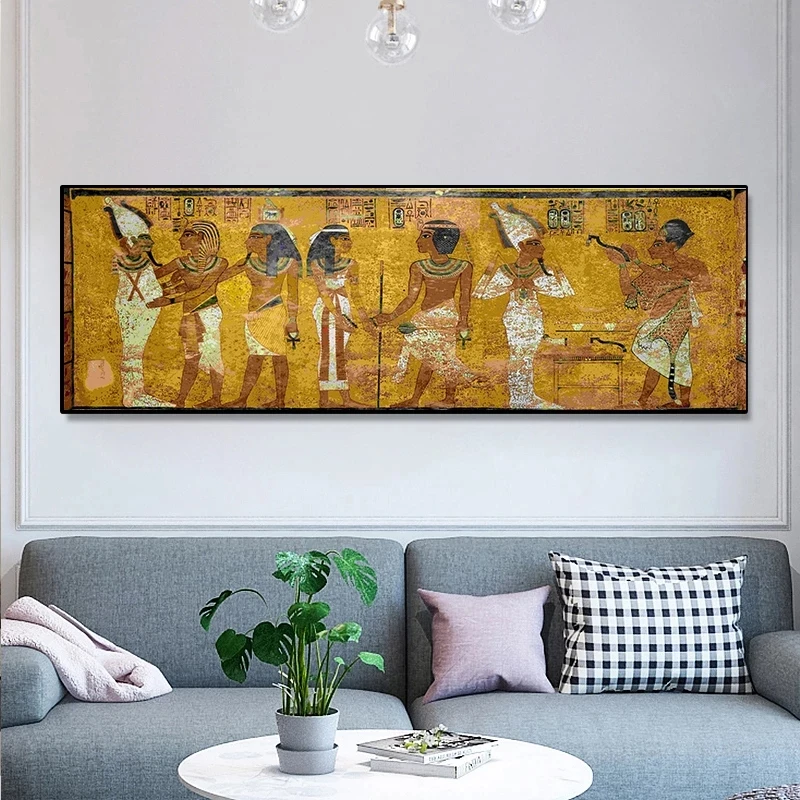 Печатная египетская стенная роспись Постер винтажная Картина на холсте большого